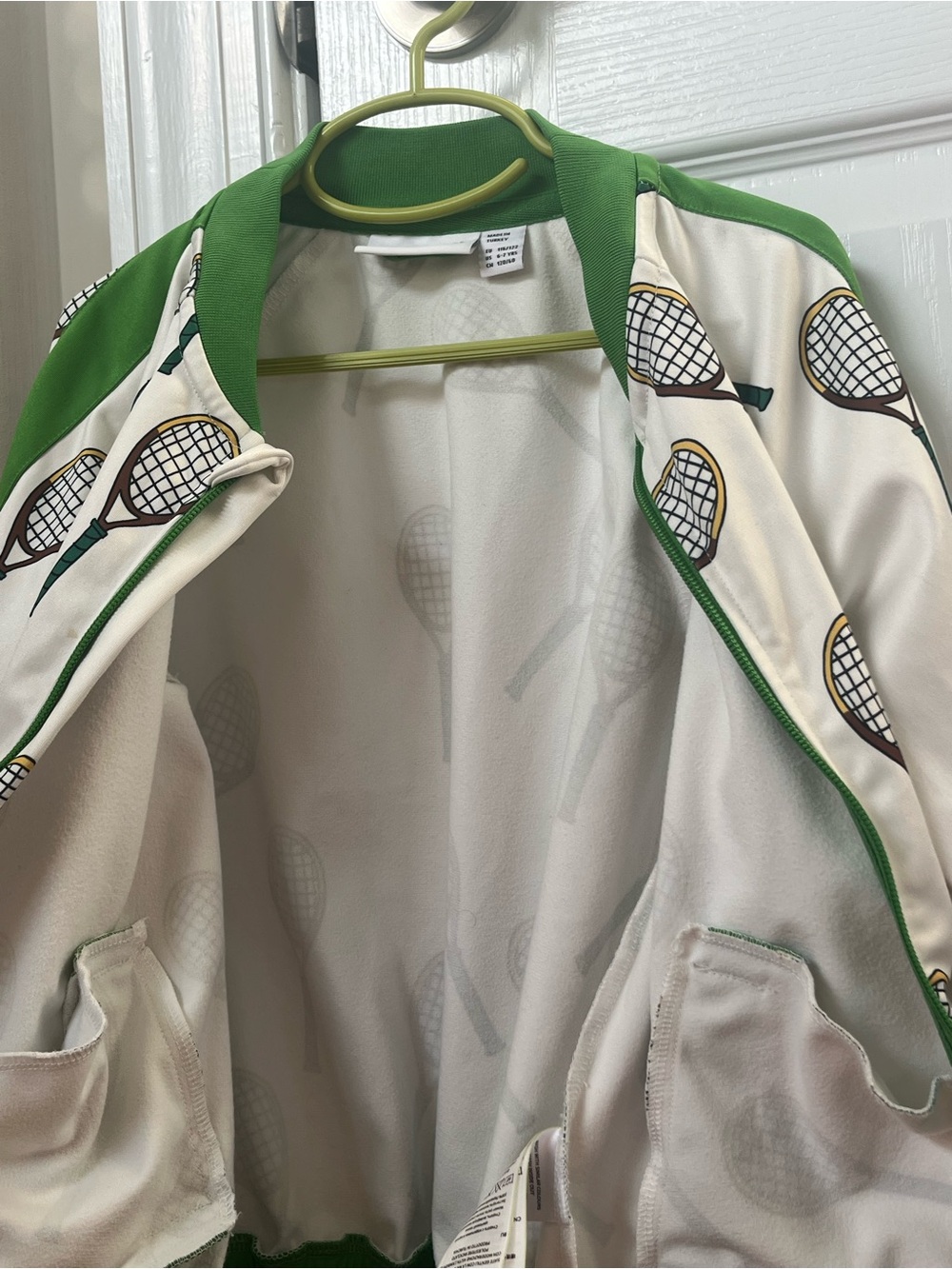 Mini Rodini Tennis Racket Track Jacket Green Cream - Picture 5 of 9
